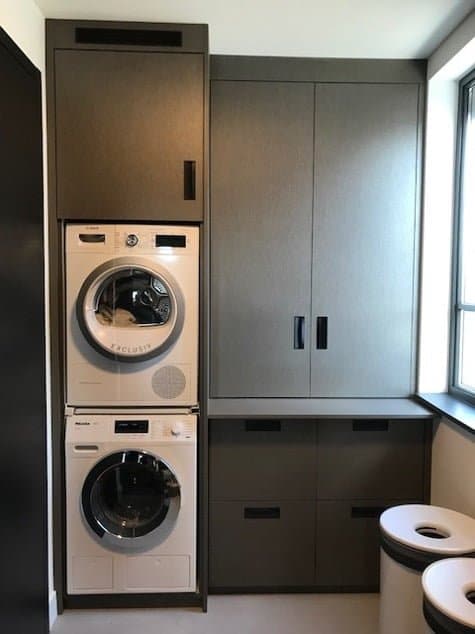 Wasmachine kast met groene afwerking
