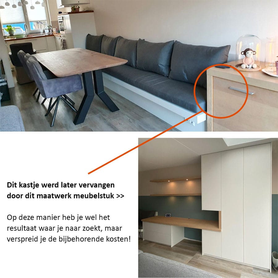 verspreid de kosten voor maatwerk meubels door het totale project in etappes te laten produceren