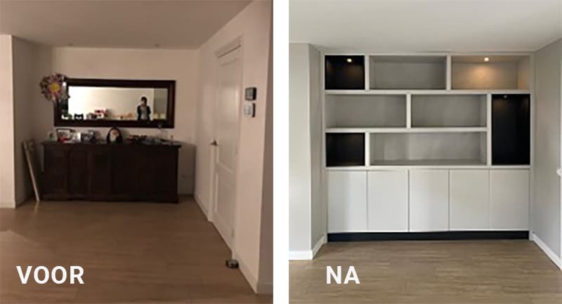 Meubel en maatwerk heeft in hurwenen een schitterende maatwerk wandkast mogen realiseren