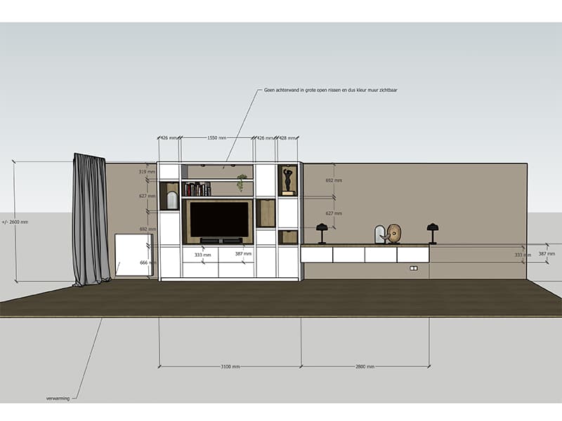 tekening wandkast lia de meern